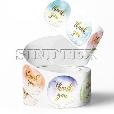Наклейки на бобіні "Thank you" 2,5 см, у рулоні 500 шт