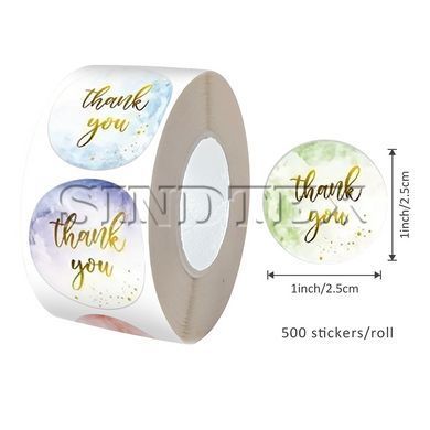 Наклейки на бобіні "Thank you" 2,5 см, у рулоні 500 шт