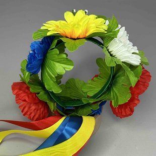Віночок дитячий на обручі зі стрічками - маки