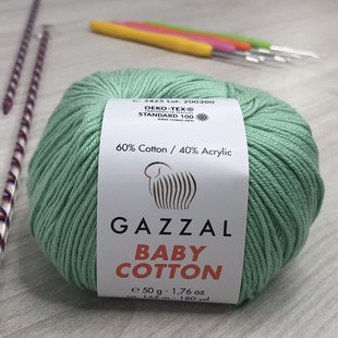 Пряжа Gazzal – Baby Cotton колір 3425 Водяна зелень