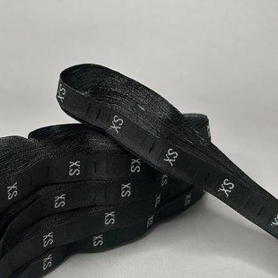 Жаккардовые размерники для одежды 1,2 см (моток 500 шт) - XS черный