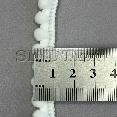Тесьма с помпонами 10 мм (помпоны &Oslash;5мм) - белая