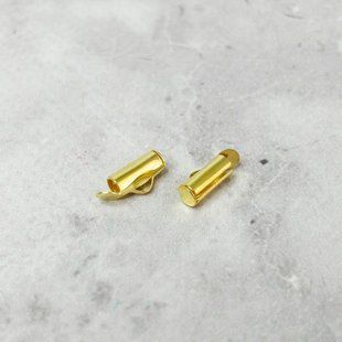 Концевик-трубочка слайдер для украшений 10 мм - лимонное золото