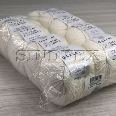 Пряжа Gazzal – Baby Wool XL колір 801 Білий, Білий