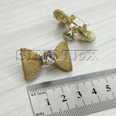 Бант-булавка 3 см металлический, цвет золото