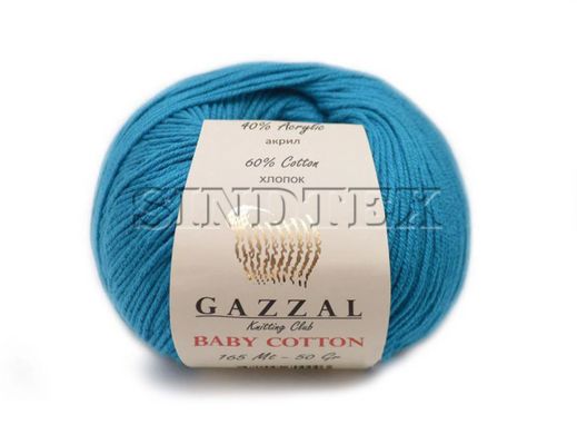 Пряжа Gazzal – Baby Cotton колір 3428 Темна бірюза