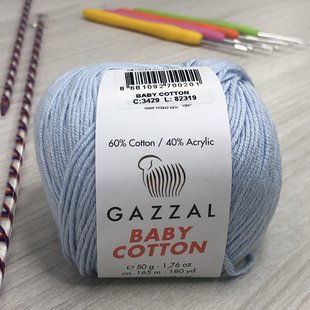 Пряжа Gazzal Baby Cotton цвет 3429 Светло-голубой