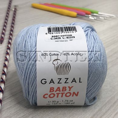 Пряжа Gazzal – Baby Cotton колір 3429 Світло блакитний