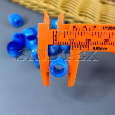 (20 гр) Бусины пластик бочонок 11 мм, - синий