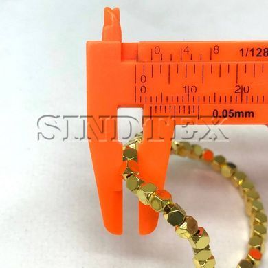 Намистини Гематит шестигранник 3х3 мм, (130 шт) - колір Лимонне золото