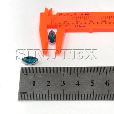 5 шт - Стразы в цапах 6х12 мм (стекло) Лодочка, голубой