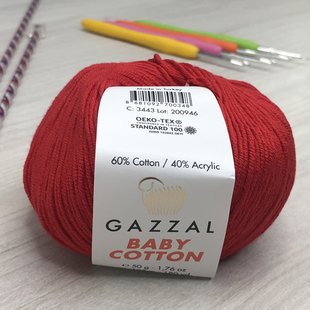 Пряжа Gazzal – Baby Cotton цвет 3443 Красный