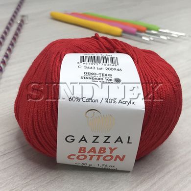 Пряжа Gazzal – Baby Cotton колір 3443 Червоний