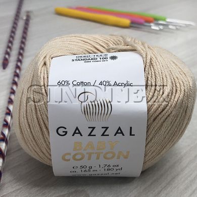 Пряжа Gazzal Baby Cotton цвет 3445 Кремовый