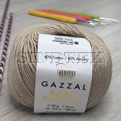 Пряжа Gazzal Baby Cotton цвет 3446 Бежевый