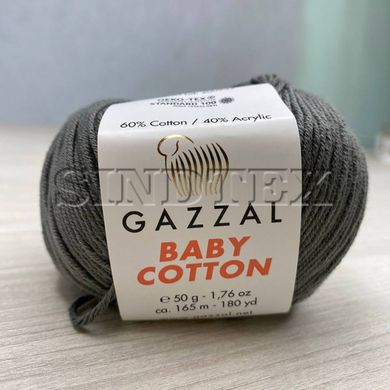 Пряжа Gazzal – Baby Cotton колір 3450 Темно-сірий