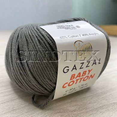 Пряжа Gazzal – Baby Cotton цвет 3450 Тёмно-серый