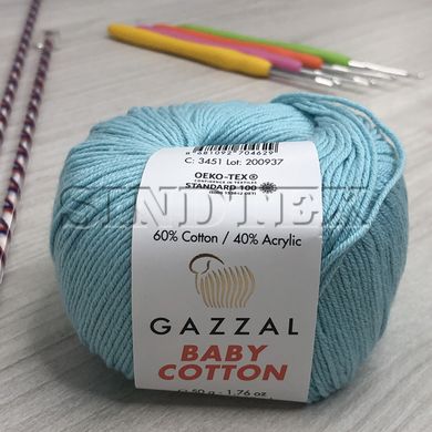 Пряжа Gazzal – Baby Cotton колір 3451 Блакитний