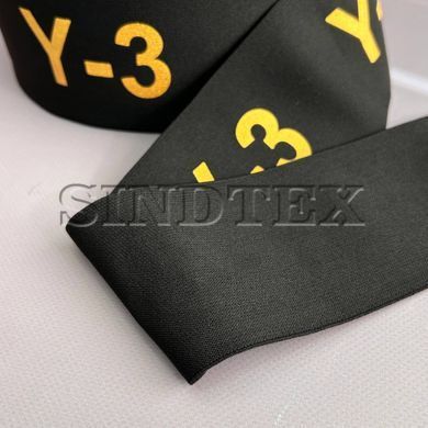 Резинка поясна брендована 8 см чорна з жовтим Y-3