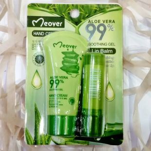 Набор 2в1 крем для рук + бальзам для губ MEOVER Aloe Vera 99%