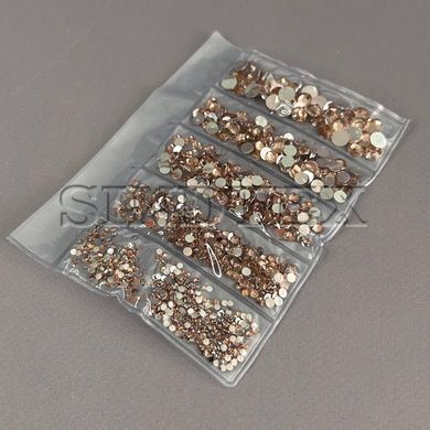 Набір страз для дизайну та декору холодної фіксації - 1000 шт світло-бежевий