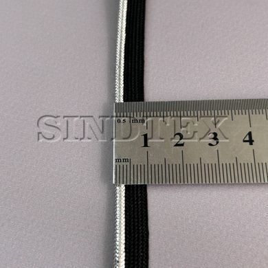 Кант вшивний, парчовий 10 мм - чорний зі сріблом (Е-26)