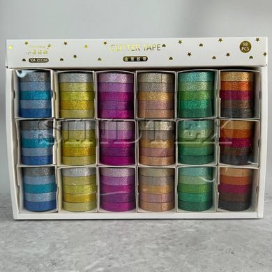 Скотч 1 см декоративний блискучий, 5 шт в упаковці - Мікс 6