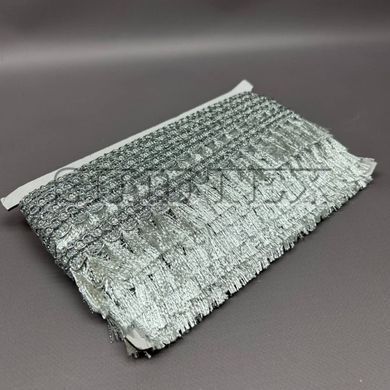 Бахрома з китицями, 18м ширина 4см срібло #10432
