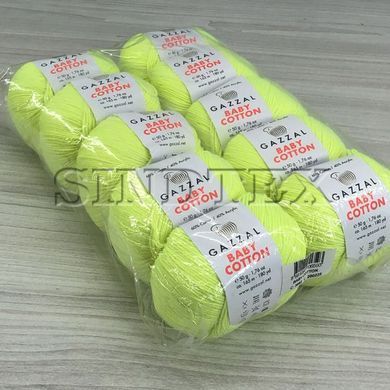 Пряжа Gazzal &ndash; Baby Cotton колір 3462 Жовтий неон