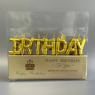 Свечи для торта Happy Birthday - золото