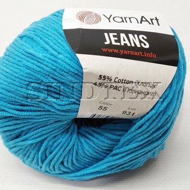 Пряжа Джинс Jeans YarnArt, №55 бірюза