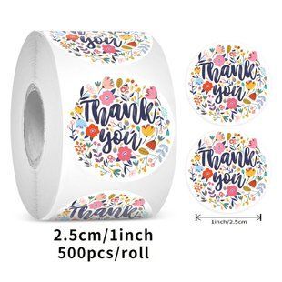 Наклейки на бобіні "Thank you" 2,5 см, у рулоні 500 шт