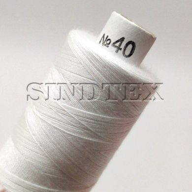 Нитки в котушках, для шиття 100% поліестер 40/2 (боб 200 м х 10) білі
