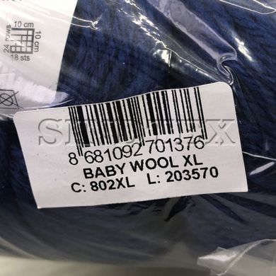 Пряжа Gazzal – Baby Wool XL колір 802 Синій