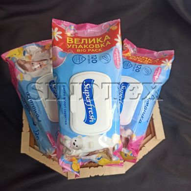 Серветки вологі Superfresh Ромашка 120 шт.