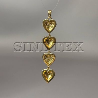Подвеска Сердце с цирконами 11х56 мм - лимонное золото