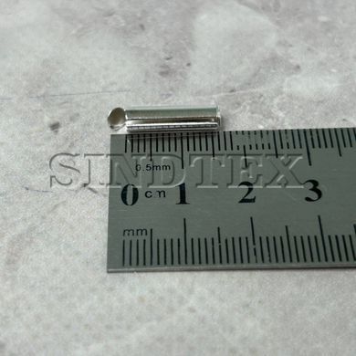 Концевик-трубочка слайдер для украшений 16 мм - свтлое серебро
