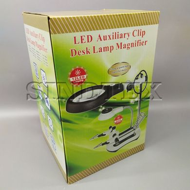 Лупа третья рука MG16130-108C с 12LED подсветкой, с держателями для деталей