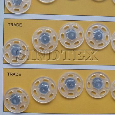 D=18мм кнопки для одягу Sindtex 24шт пластикові колір прозорий