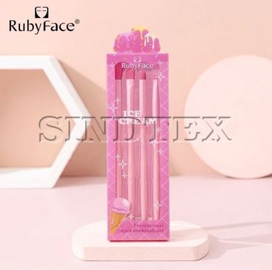 Набор кистей для макияжа глаз Ruby Face Розовый, 4шт