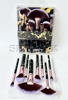 Набор мраморных кистей для макияжа от Huda Love Черный, 8шт