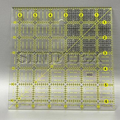 Линейка для пэчворка и квилтинга квадратная 16,5х16,5 см прозрачная