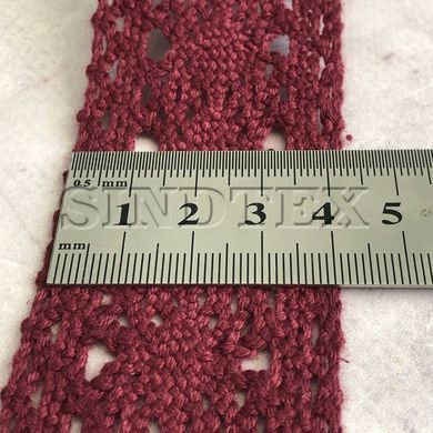 (1 метр) Бавовняне мереживо (льон) 4 см - Бордовий (М5127-5)