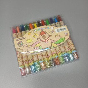 Олiвцi восковi 12 кольороiв "КАПІБАРА" 11,5СМ