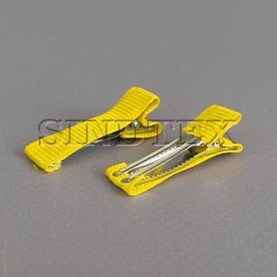 (10 шт) Заколка-основа уточка з репсовою стрічкою 3,5 см - жовтий