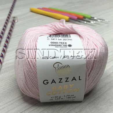 Пряжа Gazzal – Baby Cotton колір 3411 Рожевий