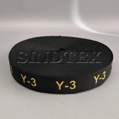 Резинка поясная брендированая 3 см черная с желтым Y-3