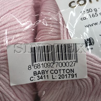 Пряжа Gazzal Baby Cotton цвет 3411 Розовый