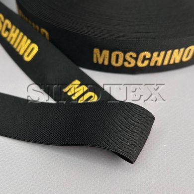 Резинка поясна брендована 3 см чорна з жовтим MC