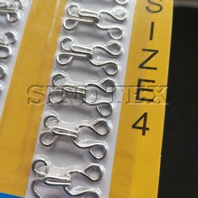 #4 гачки, застібки для одягу Sindtex сірі 24шт